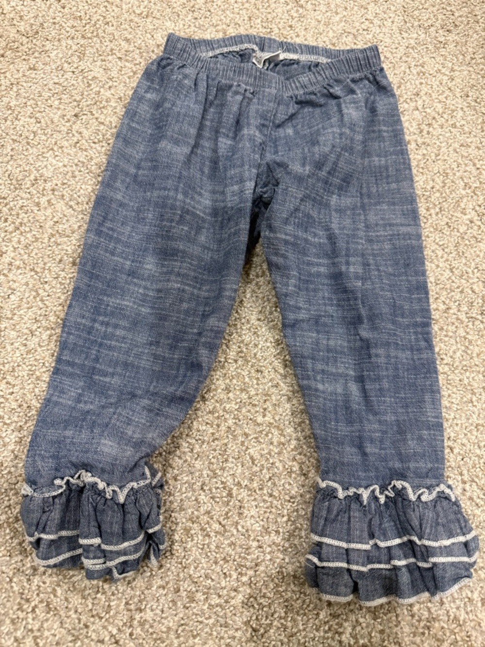 cheeky plum Chambray Blue Ruffle Hem Girls Pants